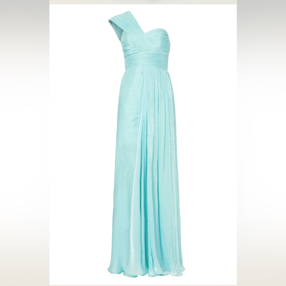 Badgley Mischka Draped One Shoulder Gown Light Blue